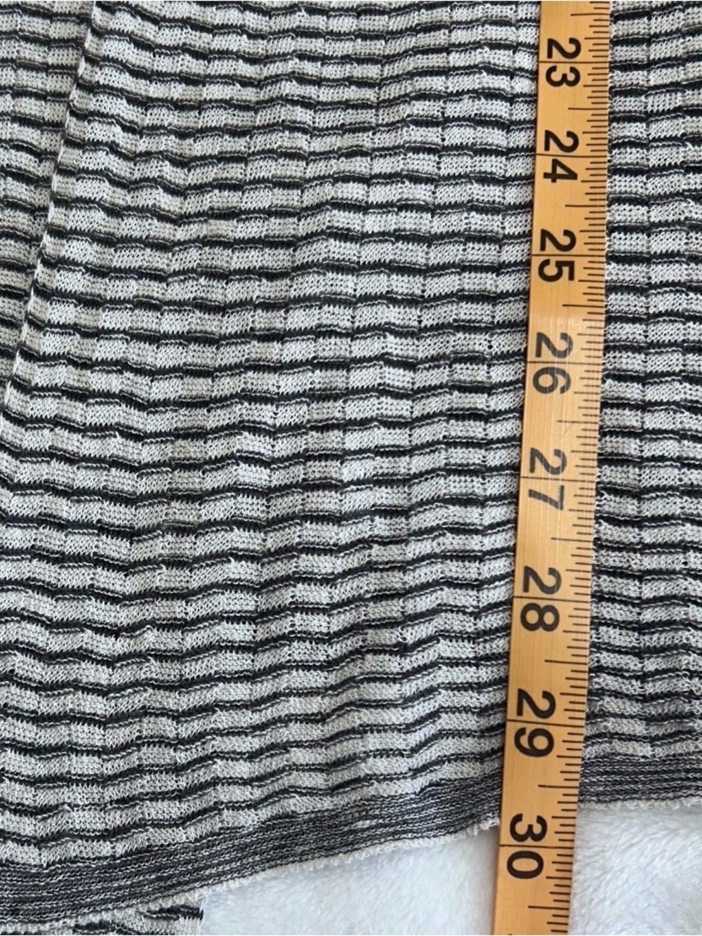 Eileen Fisher Organic Linen Blend Striped Open Front Cardigan Sweater Knit Large - Picture 6 of 6
